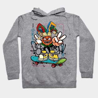 Halloween Joker Playing Card with Skateboard Graffiti Hoodie